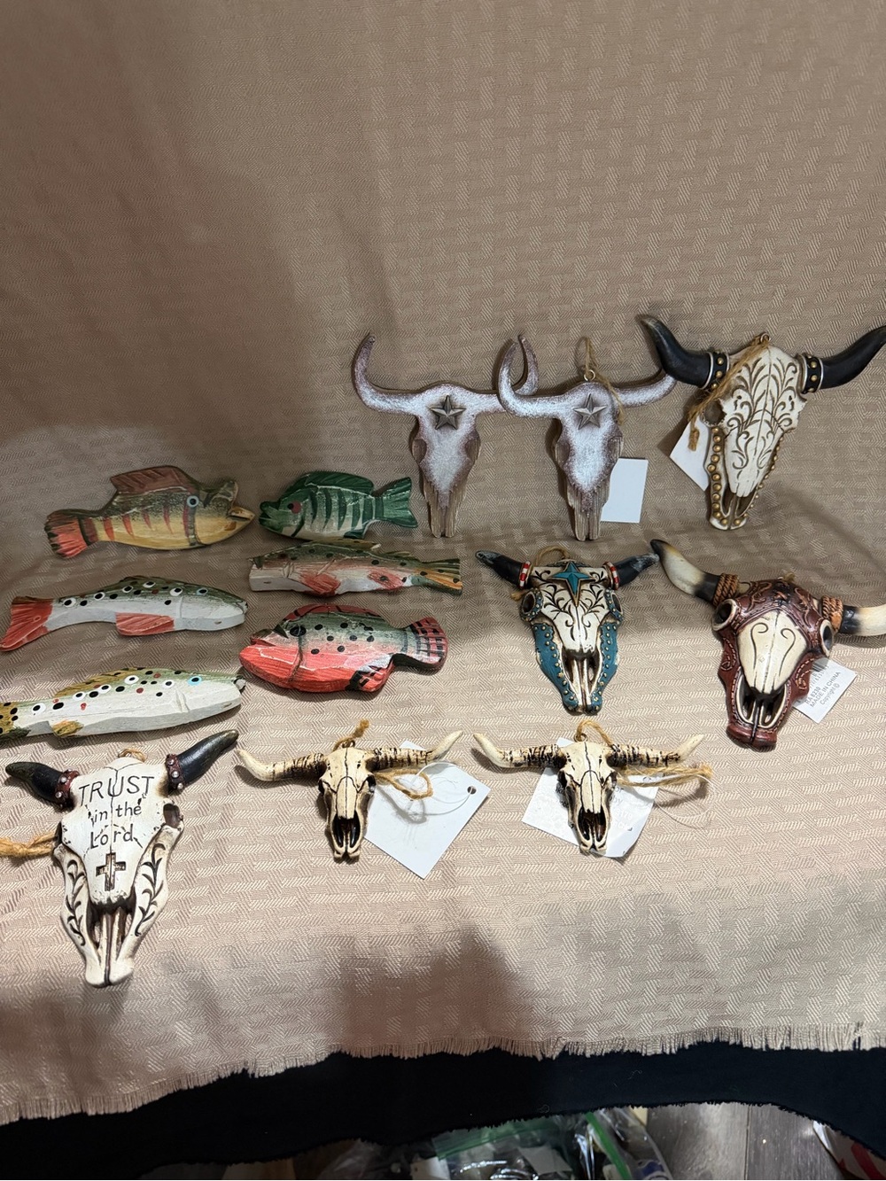 Decorative Bull Skull Wall Accent - White and Tan